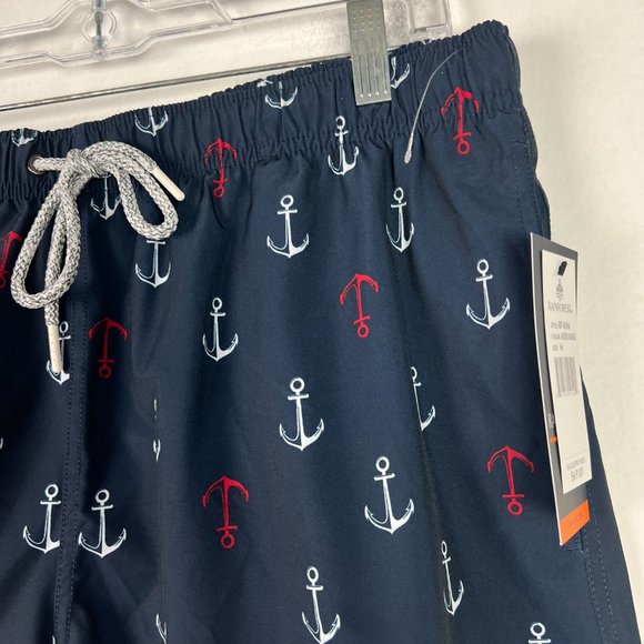 NWT Rainforest Ship Ahoy Swim Trunks Boardshorts Navy USA Size Medium M $69 NEW - Picture 4 of 16